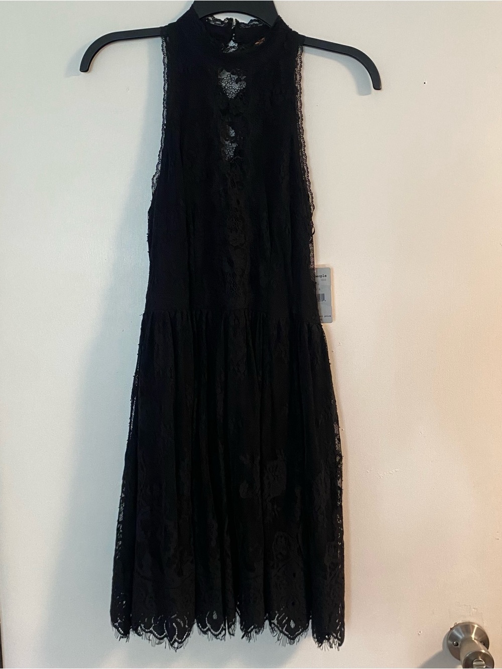 $148 NWT Free People Verushka Lace Mini Black Dress Sz 6 Fairy WhimsyGoth Formal
